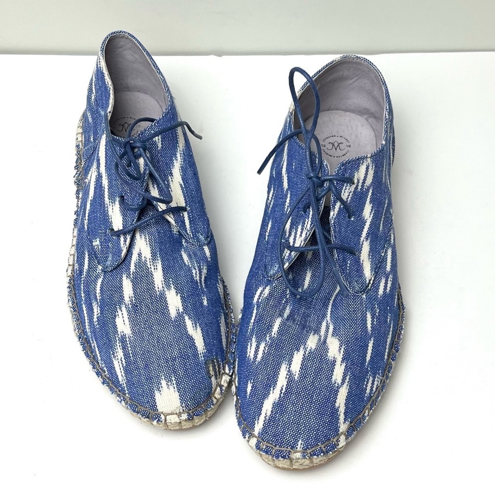 Johnston & Murphy NEW Denim Ikat Espadrille Lace Up Sneakers Shoes Sz 6.5